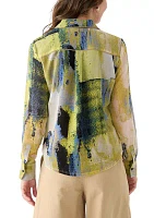 Women's Printed Collared Button Down Shirt