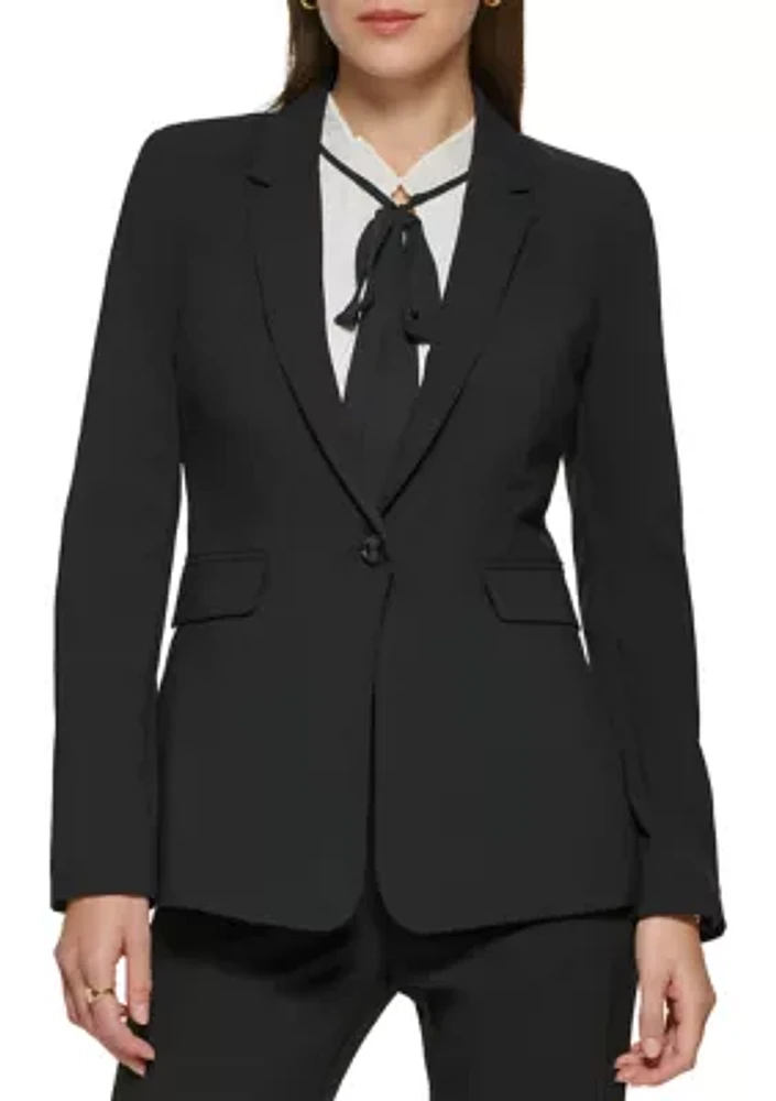 Women's Long Sleeve 1 Button Notch Collar Jacket