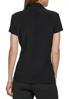 Women's Short Sleeve Side Ruche V-Neck Top