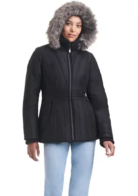 Faux Fur Trim Puffer Jacket