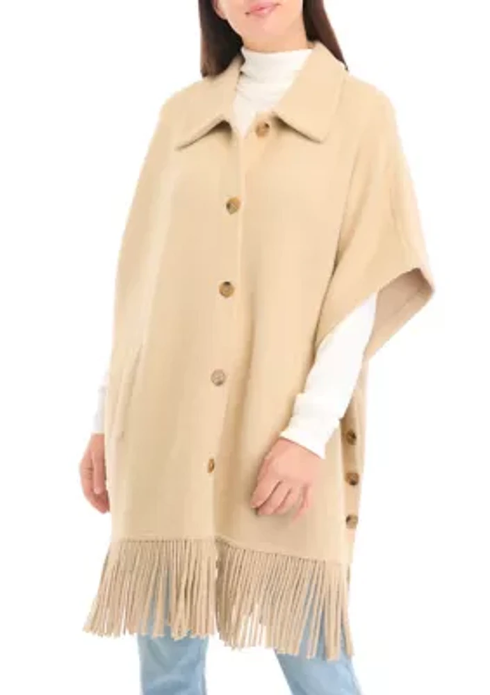 Women's Mink Eyelash Fringe Hem Cape