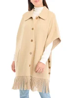 Women's Mink Eyelash Fringe Hem Cape