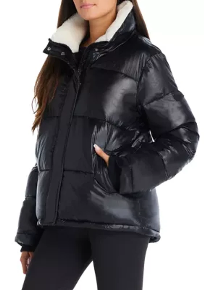 Women's Sherpa Collar Short Puffer Jacket
