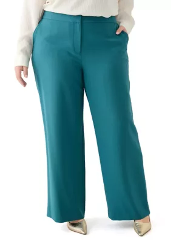 Plus Crepe Wide Leg Pants