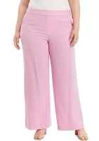 Plus Solid Bi Stretch Wide Leg Pants