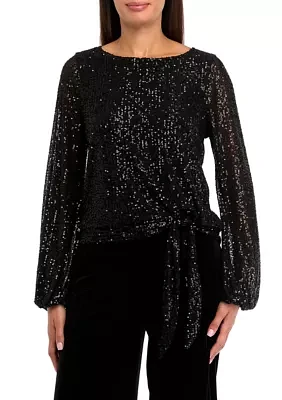 Women's Long Sleeve Sequin Top