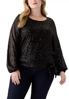 Plus Long Sleeve Sequin Top