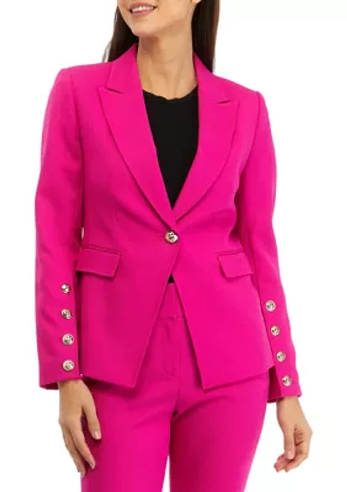 Women's Long Sleeve Notch Lapel One Button Jacket