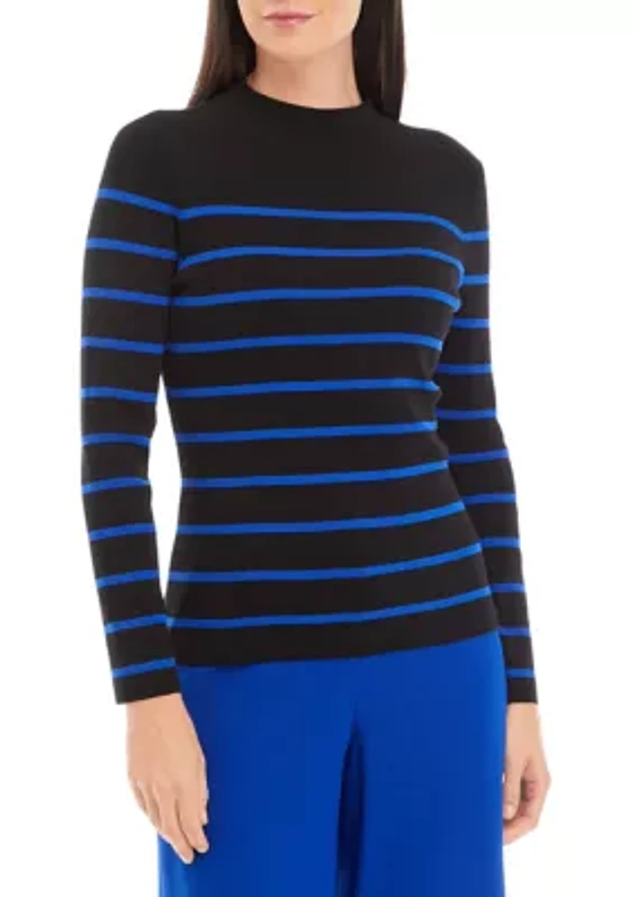 Women's Mock Neck Stripe Top