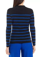 Women's Mock Neck Stripe Top