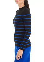 Women's Mock Neck Stripe Top