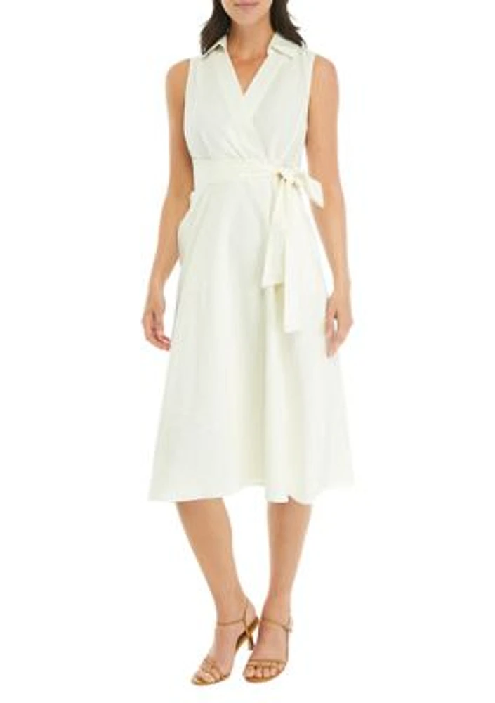 Women's Sleeveless Linen Shirtdress