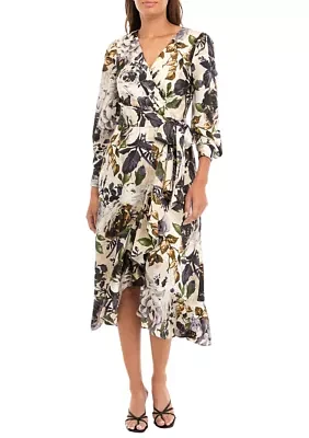 Women's Printed Ruffle Wrap Dress