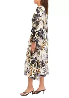 Women's Printed Ruffle Wrap Dress