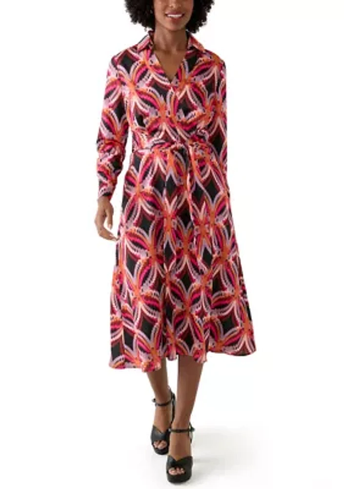 Women's Long Sleeve Printed Shirtdress