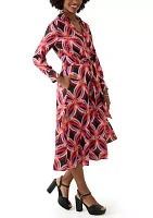 Women's Long Sleeve Printed Shirtdress