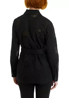 Women's Eyelet Tie Front Shacket