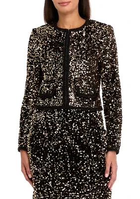 Women's Cropped Sequin Cardigan