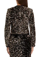 Women's Cropped Sequin Cardigan