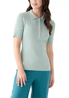 Women's Short Sleeve Johnny Collar Top