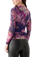 Women's Long Sleeve Printed Mesh Top