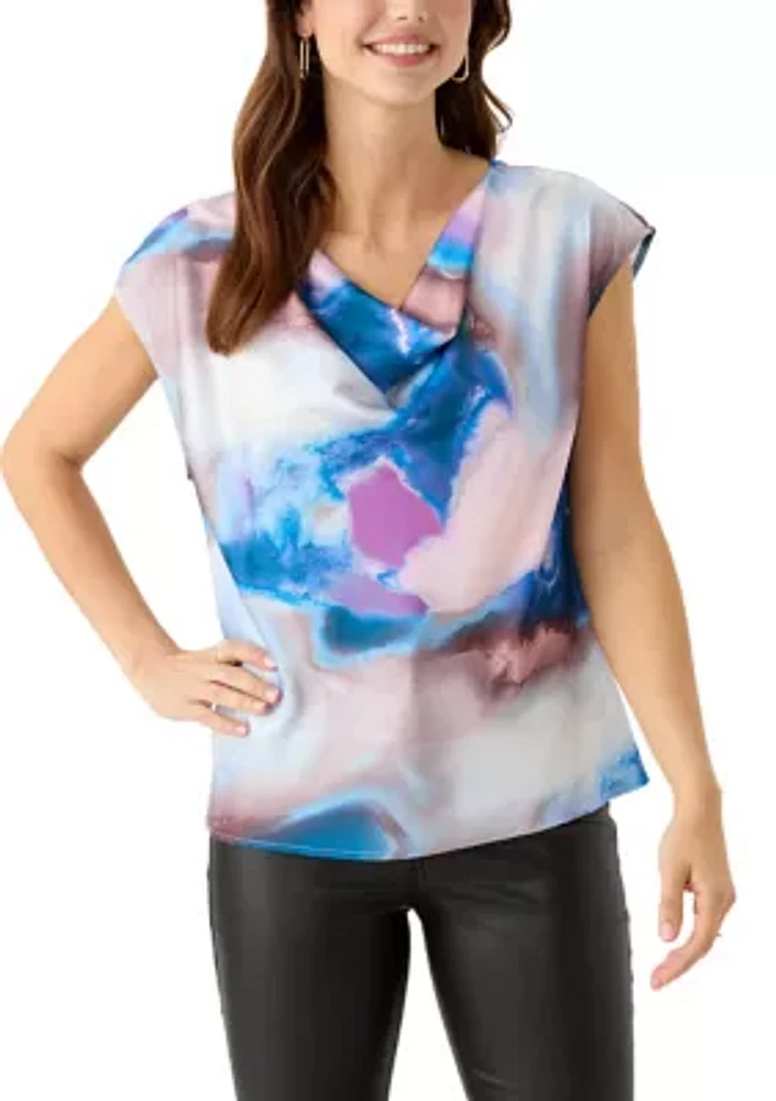 Women's Short Sleeve Cowl Neck Top