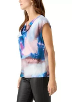 Women's Short Sleeve Cowl Neck Top