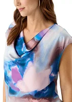 Women's Short Sleeve Cowl Neck Top