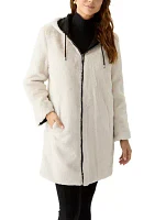 Women's Reversible Raincoat with Faux Fur Interior