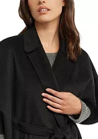 Women's Wool Blend Double Faced Handmade Color Block Cape