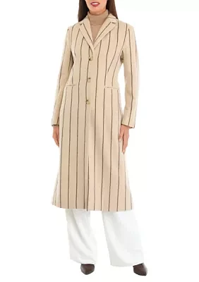 Women's Longline Pinstripe Tailored Coat