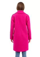 Women's Button Longline Bouclé Peacoat