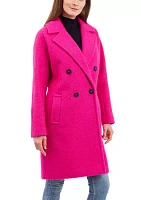 Women's Button Longline Bouclé Peacoat