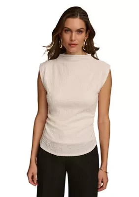 Women's Sleeveless Mock Neck Knit Top