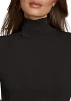 Women's Mock Neck Elbow Sleeve Top