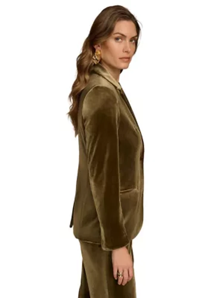 Women's Single Button Velvet Jacket