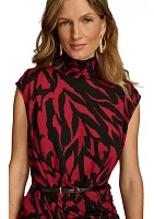 Women's Mock Neck Belted Top