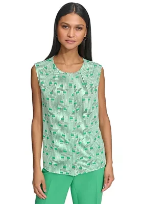 Women's Printed Short Cap Sleeve Blouse