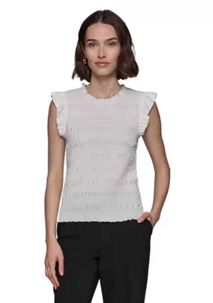 Women's Flutter Sleeve Ruched Top