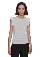 Women's Flutter Sleeve Ruched Top