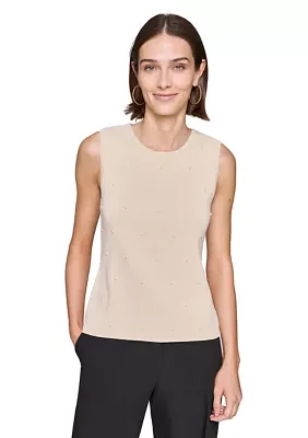 Women's Sleeveless Sweater with Pearls