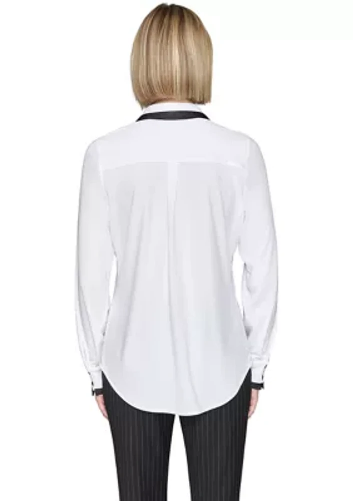 Women's Color Blocked Collared Blouse