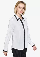 Women's Color Blocked Collared Blouse