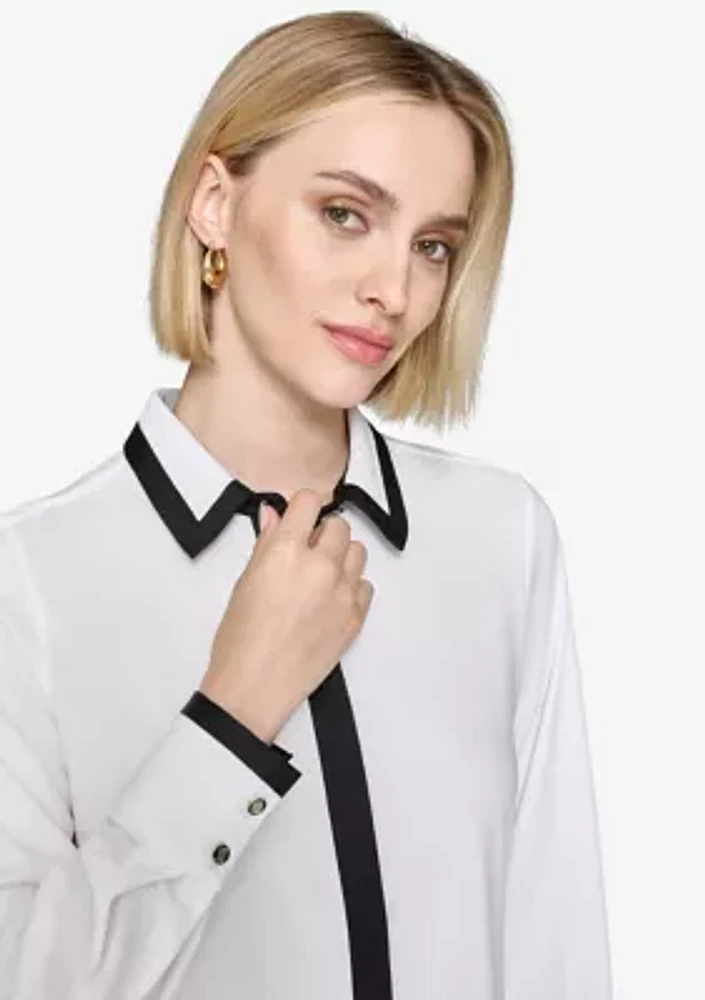 Women's Color Blocked Collared Blouse