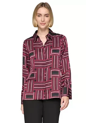 Women's Printed Collared Blouse