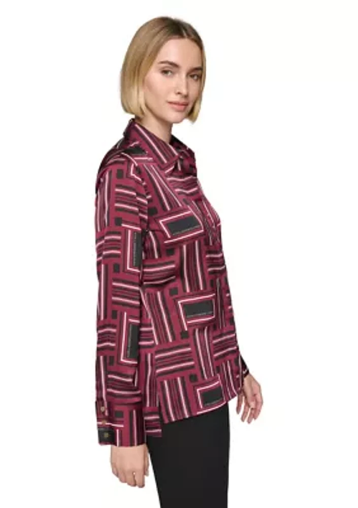 Women's Printed Collared Blouse