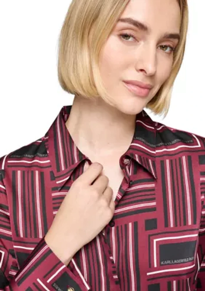 Women's Printed Collared Blouse