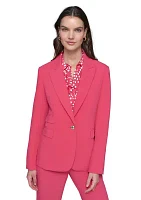 Women's One Button Jacket with Double Pocket Flaps