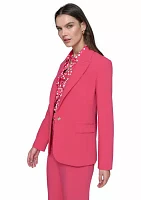 Women's One Button Jacket with Double Pocket Flaps