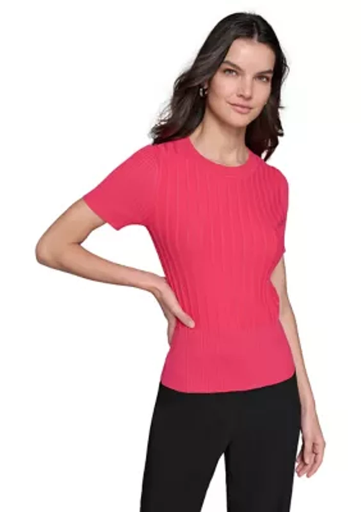 Women's Short Sleeve Sweater Knit Top